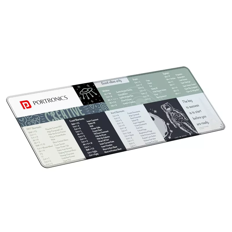 Portronics Comfipad 2 Extended Mouse Pad – Grey, Smooth & Anti-Slip
