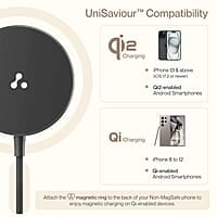 Ambrane 15W Qi-2 & Magsafe Wireless Charger with 60W Type C Cable for iPhone 15/15 Pro/15 Pro Max,iPhone 14/14 Pro/14 Pro Max,iPhone 13/12,Samsung & Other Qi-2 Device + Magnetic Ring