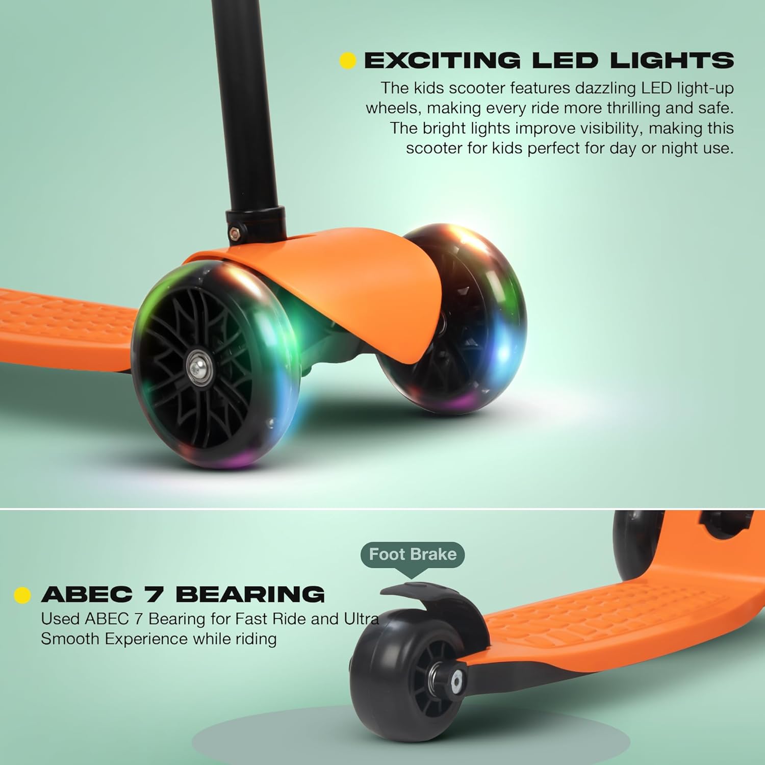 Baybee Zoomie Foldable Kick Scooter for Kids- Orange Baybee Zoomie Foldable Kick Scooter for Kids- Orange