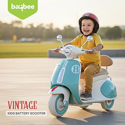 Baybee Vintage Battery Operated Bike for Kids, 1 to 5 Years Boys Girl (Blue)