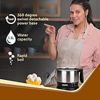 AGARO Esteem Multi Kettle 1.2 Litre, 600W with 3 Heating Modes & Rapid Boil Technology