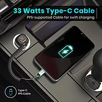 Portronics 71W Triple Output Car Charger with Type-C PD & USB Fast Charging Black