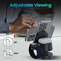 Portronics TriCharge 15W 4-in-1 MagSafe Wireless Charger with Night Lamp | Black