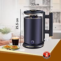 AGARO Regal Electric Kettle With Keep Warm Function, Stainless Steel & Glass Body 1355 Watts, 1.5 liter