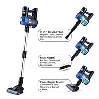 KENT Zoom Plus Vacuum Cleaner 150W Battery Operated, Rechargeable, Cordless & Hoseless Bagless Design Cyclone5 Technology Washable HEPA Filter Multi Nozzle Operation