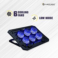 Lapcare Chillmate Pro LCP113 Laptop Cooling Pad – USB Powered | 6 High-Speed Fans | 5 Adjustable Height Levels | Dual USB 2.0 Ports | Advanced Heat Dissipation | Black