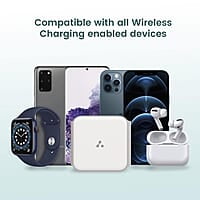 Ambrane 3-in-1 Wireless Charger with 20W BoostedSpeed for iPhone 14/13/12/11/X/8 Series, Galaxy S22/S21/S20/Note20/10/10+ Series, Foldable Design, Wide Compatibility