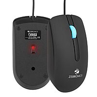 Zebronics Juggle Wired Mouse – 1200 DPI, USB, ergonomic design, smooth tracking, ideal for gaming and office use, durable build, plug and play, compatible with Windows and Mac, sleek look.