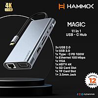 HAMMOK MAGIC 11-in-1 Type-C Hub! This versatile hub features multiple ports for seamless connectivity, including HDMI, USB, and SD card slots, perfect for enhancing your productivity!
