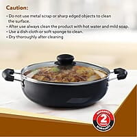 AGARO Elegant Non Stick Kadai with Glass Lid, 3.5L Capacity, 26 cm Diameter, Induction & Gas Oven