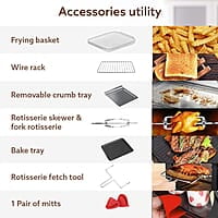 AGARO Regal Air Fryer For Home, 14L, Family Rotisserie Convection Oven, 1700W, Electric Oven, 3 Preset Programs