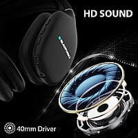 Blaupunkt BH31 Bluetooth Wireless Over Ear Headphones I 40MM Drivers I HD Sound I Soft PU Headband I Media & Volume Control with Built in Mic I TurboVolt Fast Charging I AUX Port