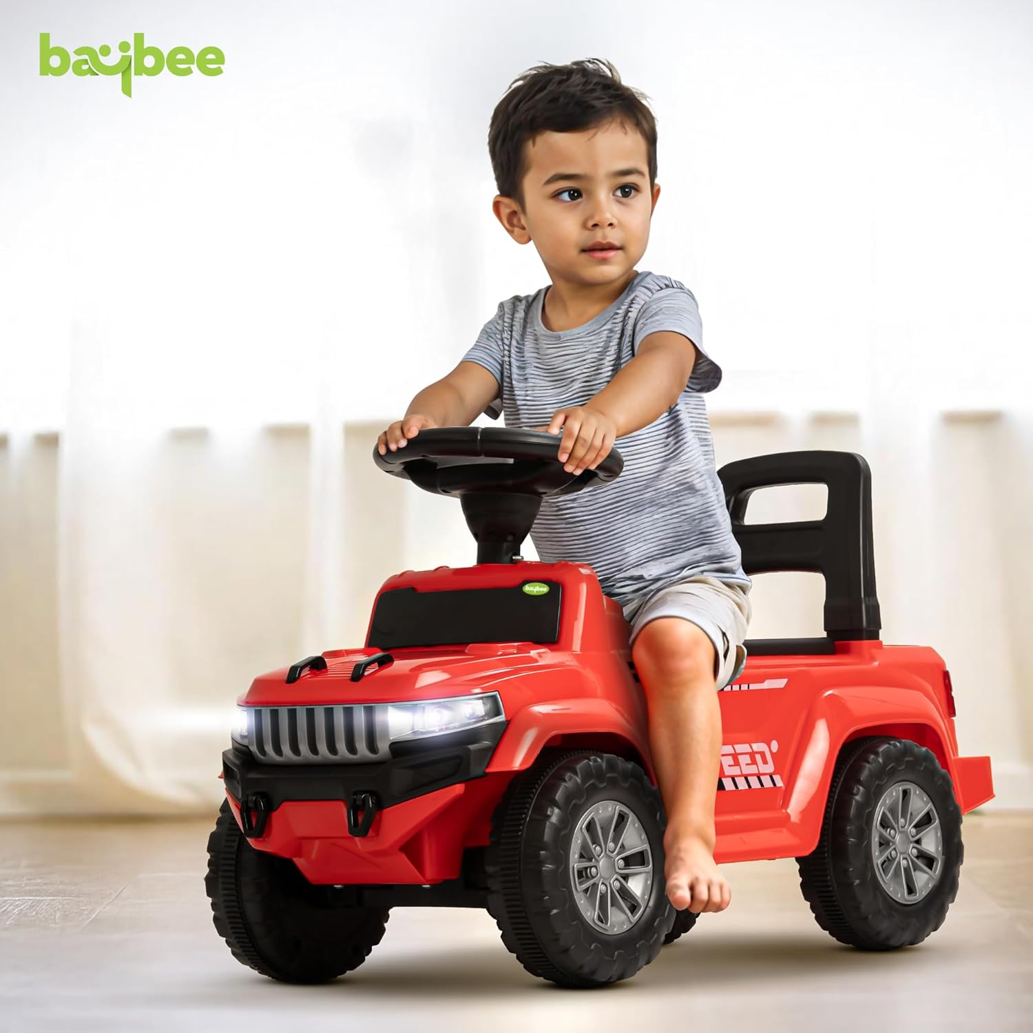 Baybee Push Ride on Baby Jeep for Kids Toys with LED Light & Storage Bin- Red Baybee Push Ride on Baby Jeep for Kids Toys with LED Light & Storage Bin- Red
