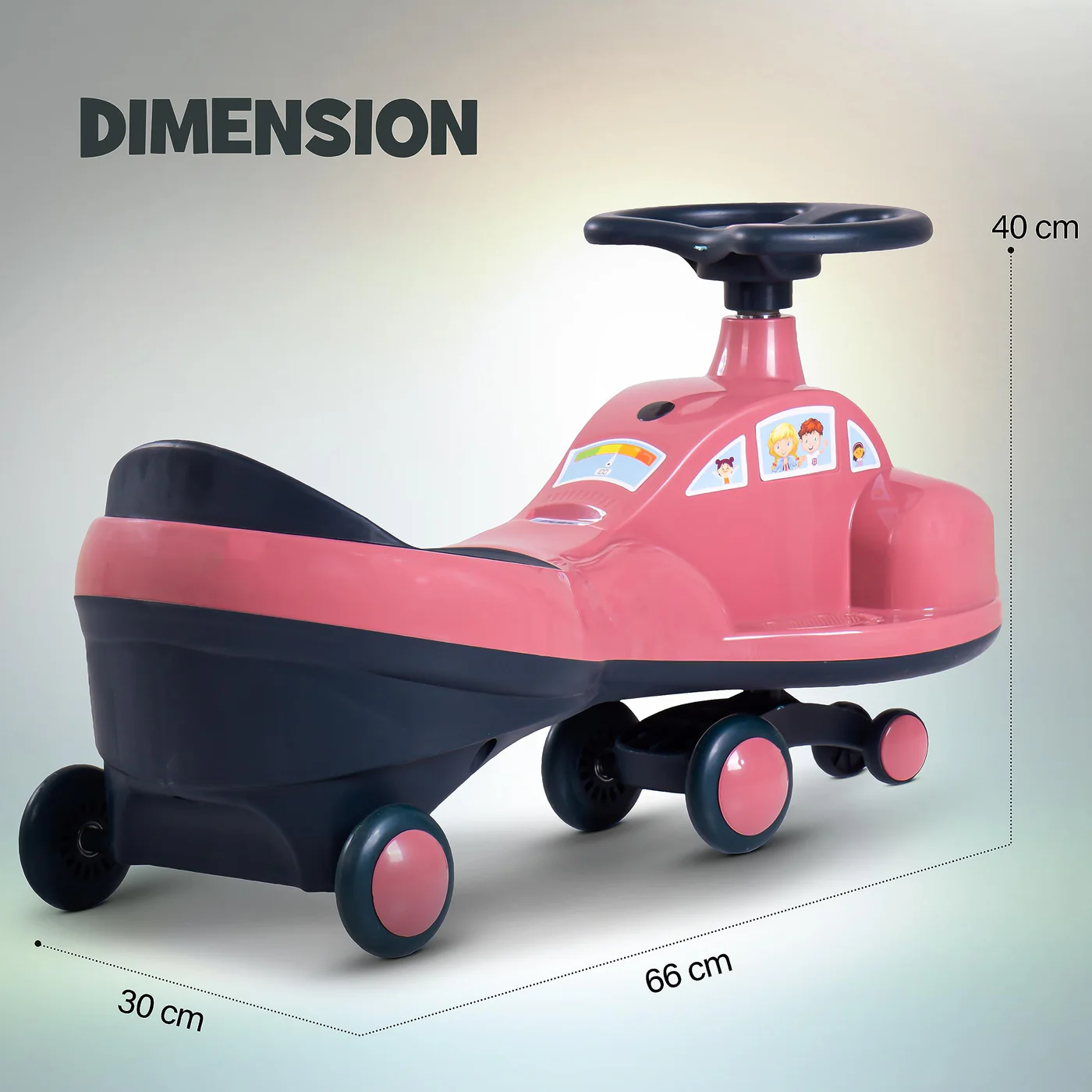 Baybee Flare Kids Ride on Magic Swing Cars with Flashing LED Lights Music & PP Wheels- Dark Pink Baybee Flare Kids Ride on Magic Swing Cars with Flashing LED Lights Music & PP Wheels- Dark Pink