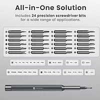 Portronics Bit Box – 24-in-1 Screwdriver Kit Black is a versatile toolset featuring 24 interchangeable bits, a durable handle, and a compact design, perfect for home repairs and DIY projects.