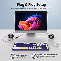Portronics In Tune 4 Wired Speaker – 6W USB Powered | RGB Lights | 3.5mm AUX | Black
