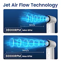 Portronics Tez Cordless Air Duster – 80000 RPM, powerful and portable, perfect for cleaning electronics, keyboards, and hard-to-reach areas. Eco-friendly, rechargeable, and easy to use.
