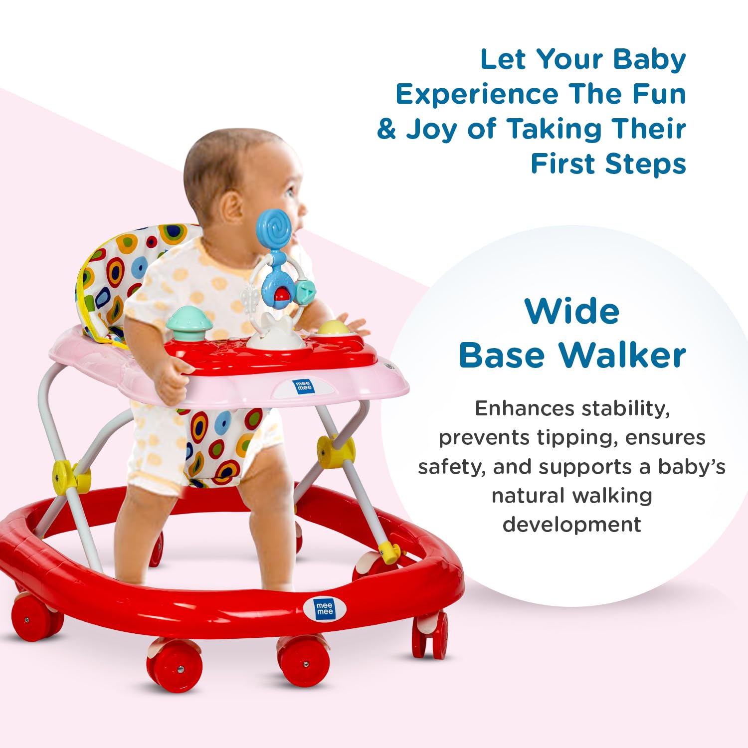 Mee Mee - Baby Walker - Pink/ Red