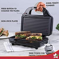 Wonderchef Prato Plus 3 in 1 Griller with Detachable Non-Stick Plates 900 Watt