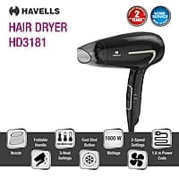Havells 1600W Unisex Foldable Hair Dryer 3 Heat Settings (Hot/Warm/Cold)
