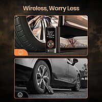 Portronics Vayu 7.0 – 150 PSI Tyre Inflator, 4000mAh battery, compact design, LED light, digital display, auto shut-off, perfect for cars, bikes, sports equipment, and more. Fast inflation!