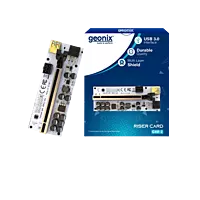 ​Geonix PCI-E 1X to 16X Riser Card, 10 Capacitors, 11 LED Indicators, SATA Power Cable (20cm), USB Cable (60cm) - PCE164P-N09 VER012 MAX
