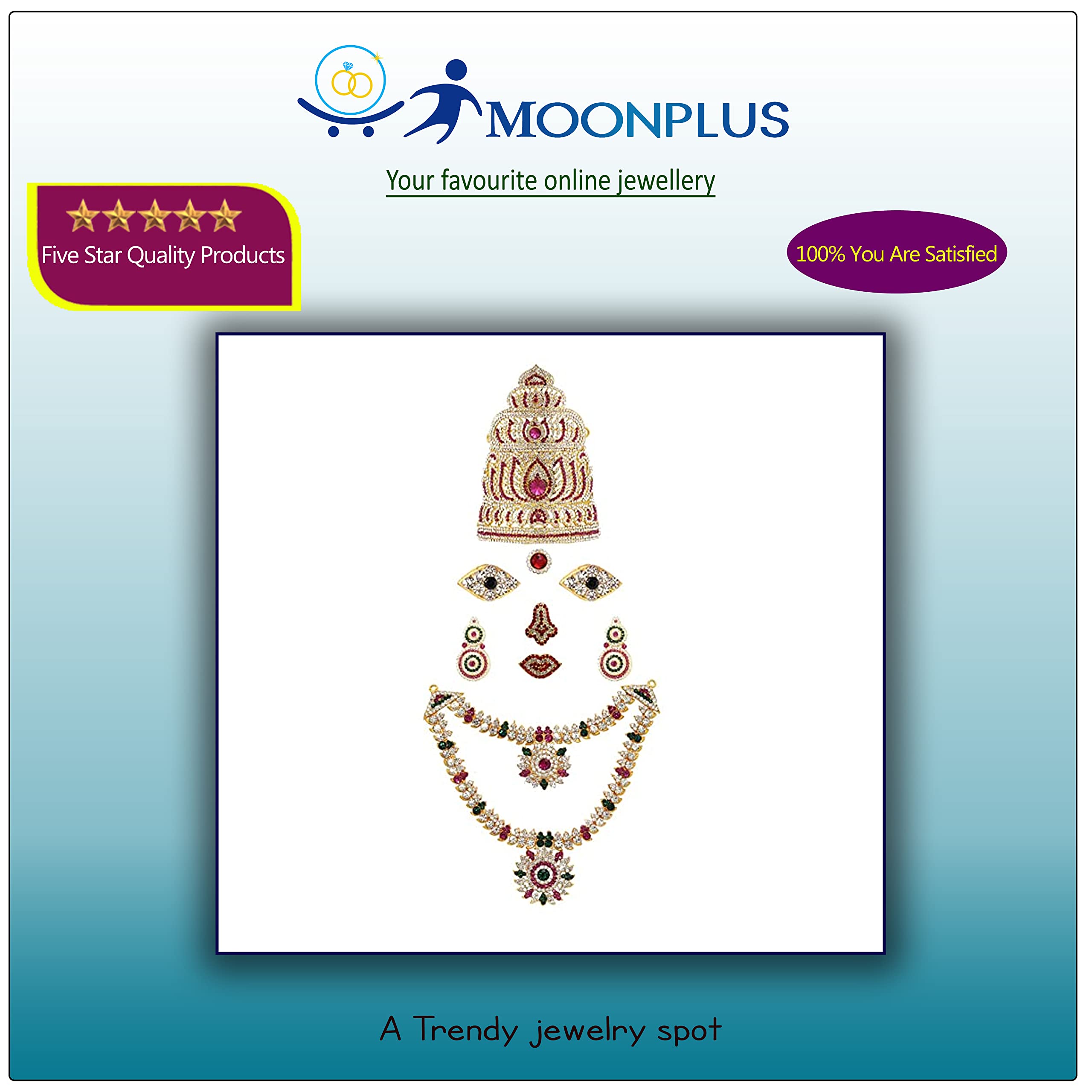 God Ornament Amman Face/Mugam with Lotus Crown/Kireedom and Attigai