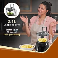 AGARO Grand Food Processor, Multi-functional Chopper, Grinder, Slicer, Shredder, Blender, 1000W, Mincing, Dicing, Shredding, Kneading, SS Blade, Black