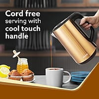 AGARO Insignia Electric Kettle, 1.8L, Double Layered Kettle, 100% Stainless Steel Inner Metallic Gold