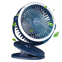 Portronics ClipCool Clip-On Fan – Features an LED ring for stylish illumination, compact design for easy attachment, and powerful airflow. Perfect for personal cooling at home or office.