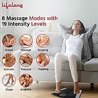 Lifelong EMS Foot Massager- Electric Foot Massager Machine for Pain Relief - 8 Modes, 19 Intensity Levels - Rechargeable, Wireless, Portable
