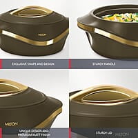 MILTON Pearl 1000 Inner Stainless Steel Casserole, 860 ml, Dark Brown