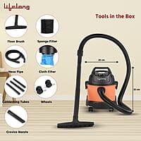 Lifelong 800 W Vacuum Cleaner for Home – 6 L Tank Capacity, Wet & Dry Floor Cleaner Brush - 1.8m Hose Pipe