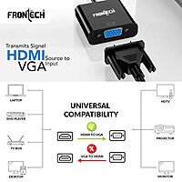 Frontech NC-0037 HDMI to VGA adapter enables easy connection from modern HDMI devices to VGA displays—perfect for monitors and projectors.