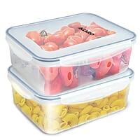 AGARO Airtight Container, Food Storage Container With Lid Rectangular Plastic Body, BPA Free, 2.6L, Pack of 2