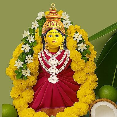 Gold Plated Varalakshmi Amman Face/Mugam with Attigai/Necklace
