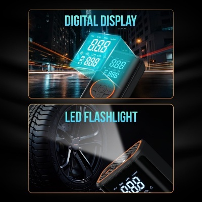 Portronics VAYU 4.0 Tyre Inflator - 4000mAh, Auto Shut-off, Digital Display, Built-in Flashlight, Cordless & Corded - For Cars, Bikes, & Cycles Portronics VAYU 4.0 Tyre Inflator - 4000mAh, Auto Shut-off, Digital Display, Built-in Flashlight, Cordless & Corded - For Cars, Bikes, & Cycles