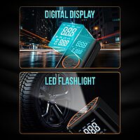 Portronics Vayu 4.0 – 2-in-1 Tyre Inflator, Black. Compact and portable, this device inflates tyres quickly and features a built-in LED light for nighttime use. Ideal for cars and bikes.