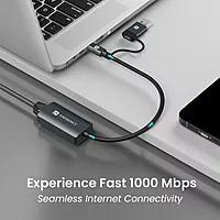 Portronics POR 2041 MPort X1 USB-A & USB-C to Gigabit Ethernet Adapter – Black