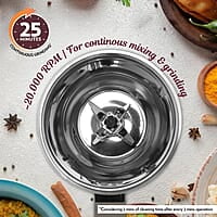 Borosil 750W Infinity Mixer Grinder with 4 Stainless Steel Jars (1.5L Jar with Fruit Filter, 1.5L Blending Jar, 1L Dry/Wet Grinder Jar, 400ml Chutnery Jar), Kitchen Mixie, 5 Years Warranty on Motor