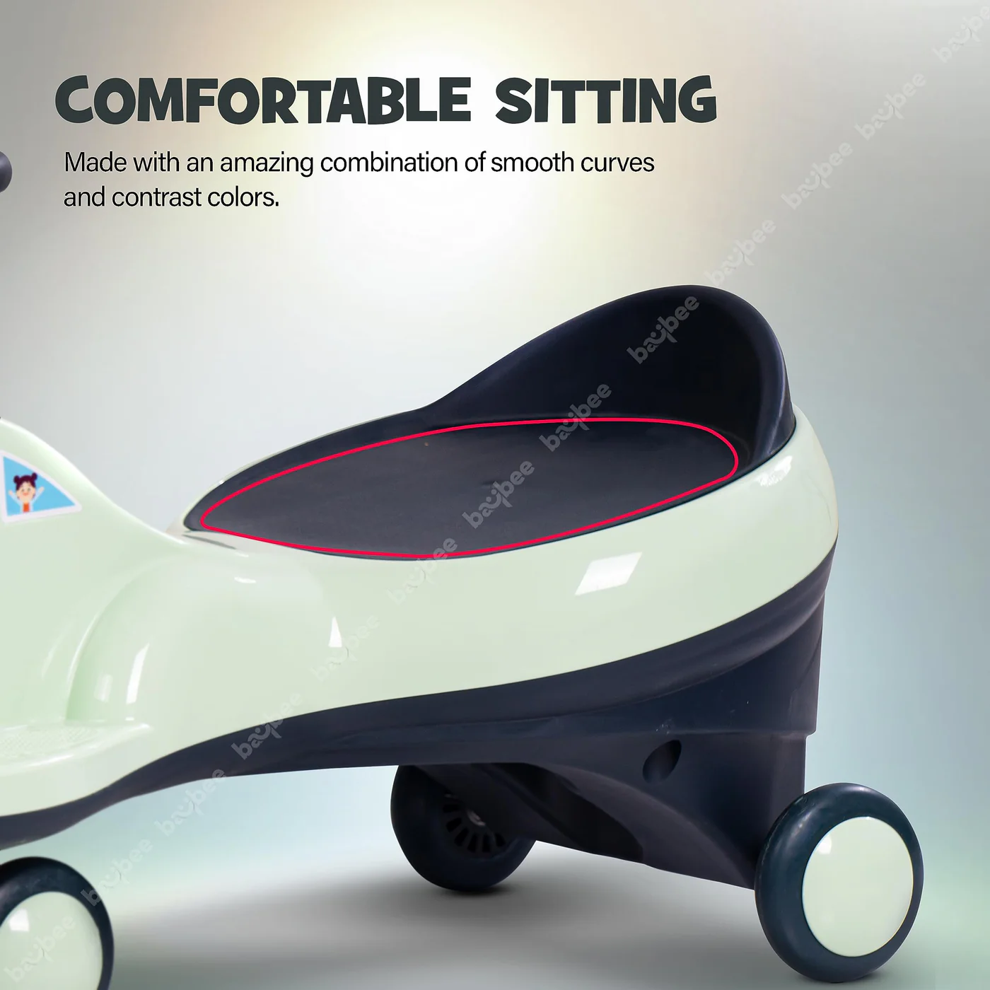 BAYBEE Baybee Flare Kids Ride on Magic Swing Cars with Flashing LED Lights Music & PP Wheels - Green BAYBEE Baybee Flare Kids Ride on Magic Swing Cars with Flashing LED Lights Music & PP Wheels - Green