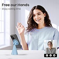 Portronics Mogun 5 – MagSafe Desk Phone Holder, Blue. Sleek design, securely holds phone while charging. Ideal for home or office.