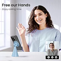 Portronics Mogun 5 – MagSafe Desk Phone Holder, Blue. Sleek design, securely holds phone while charging. Ideal for home or office.