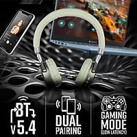 ZEBRONICS DUKE 2 Wireless Headphone, Supports Bluetooth, Dual Pairing, Deep Bass, up to 60h Battery Backup, AUX, Environmental Noise Cancellation, Gaming Mode, Now with Type C Charging