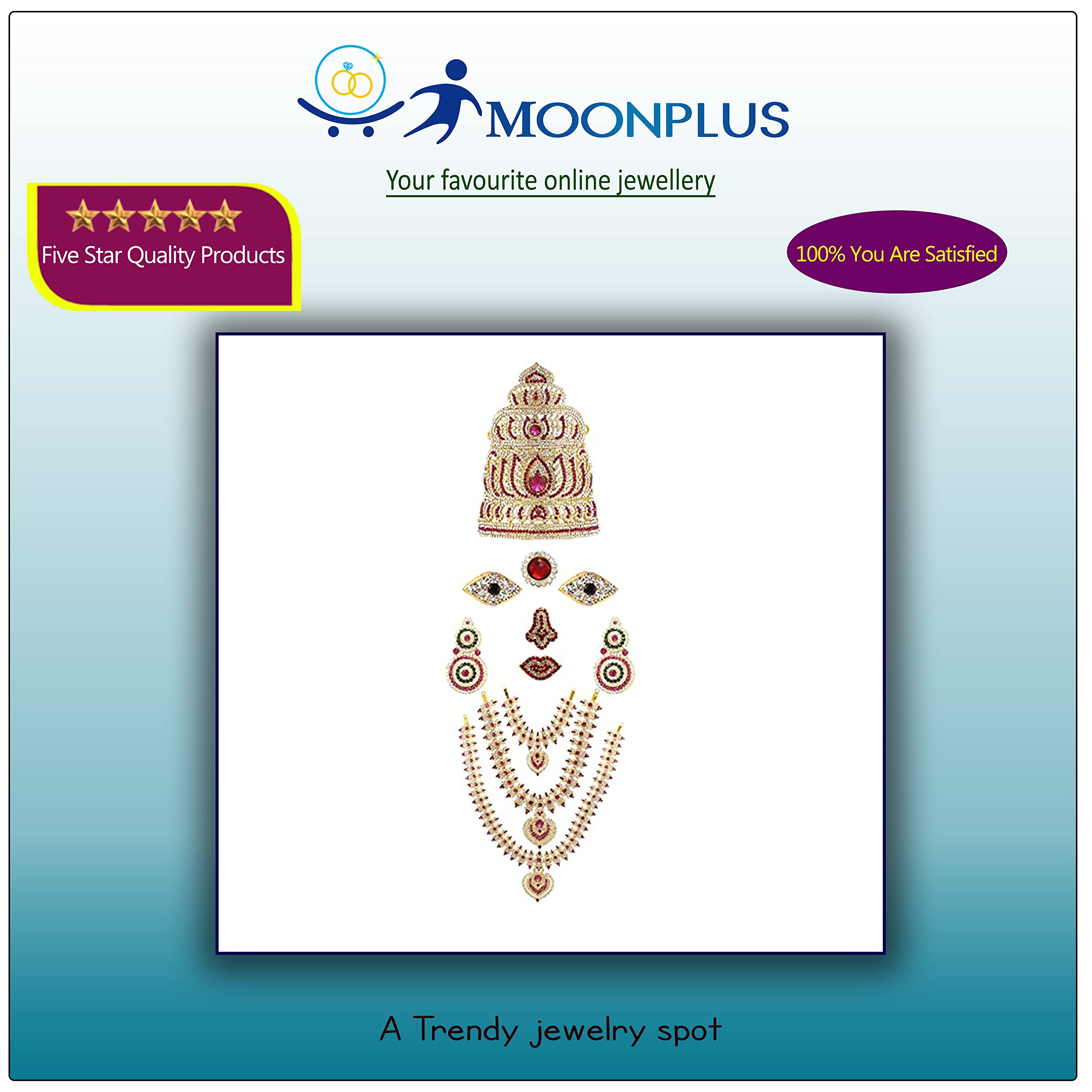 God Ornament Gold Plated Amman Face/Mugam,Crown/Kireedom and Attigai/Necklace