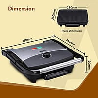 AGARO Elegant 1500-Watt Sandwich Maker with Non-Stick Grill Plates