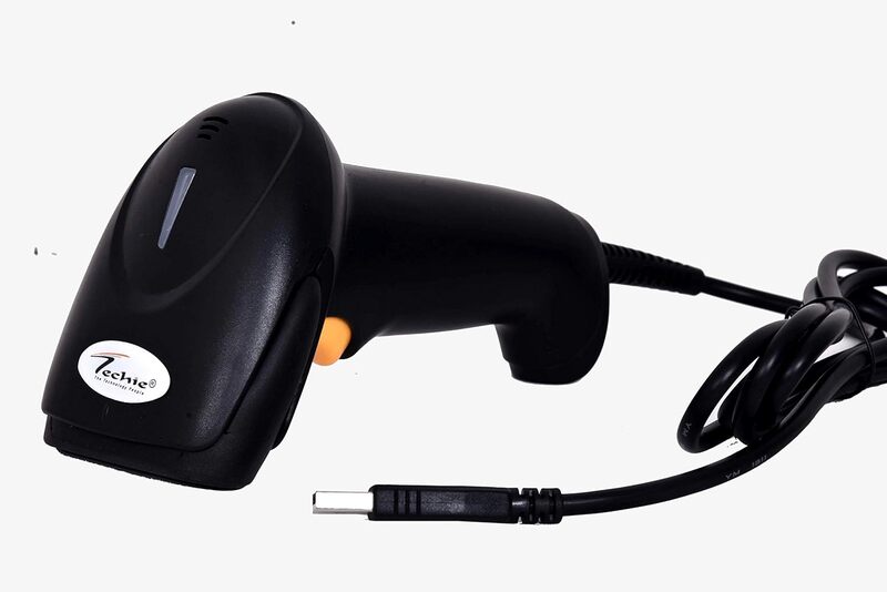 Techie TC-1DLS – Lightweight 1D Laser USB Wired Scanner | High-Speed Scanning | Ergonomic Handheld Design | Plug & Play
