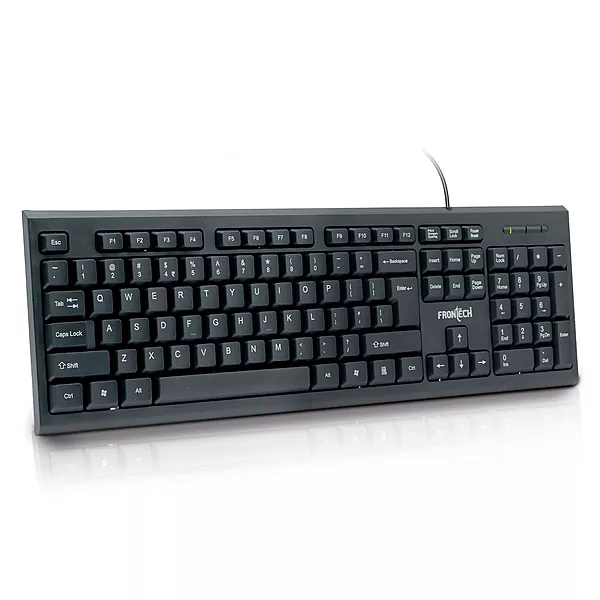 Frontech KB-0030 – Wired USB keyboard with quiet keys, ergonomic design, and durable build for comfortable typing and daily use.