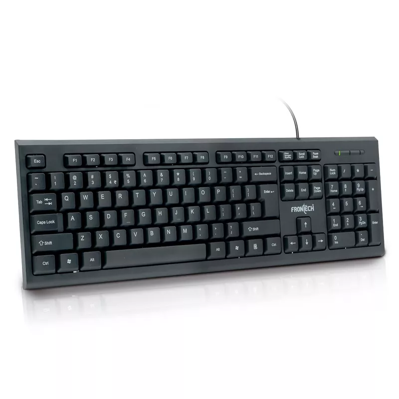 Frontech KB-0030 – Wired USB keyboard with quiet keys, ergonomic design, and durable build for comfortable typing and daily use.