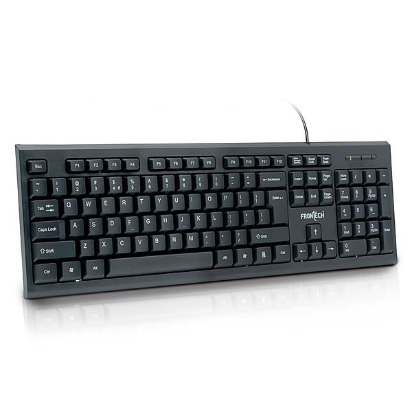Frontech KB-0032 Wired USB Keyboard – Ergonomic Design | Quiet Keys | Durable Build | Smooth & Comfortable Daily Typing
